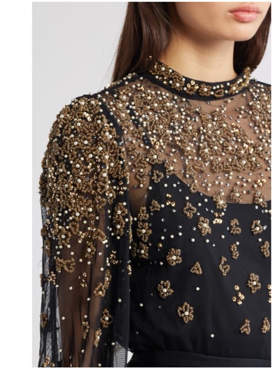 FARM Rio Dresses & Skirts - $398 New Farm Rio Embroidered Tulle Overlay Mini Dress Black Sequin Sz S